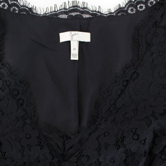 Joie Black Allover Floral Lace Nikolina B Dress Cotton Nylon Sleeveless V-neck M - Picture 10 of 16